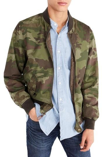 Men's J.crew Wallace & Barnes Ma-1 Camo Bomber Jacket - Green