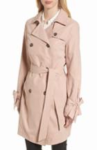 Women's French Connection Tie Cuff Water Resistant Trench Coat - Pink