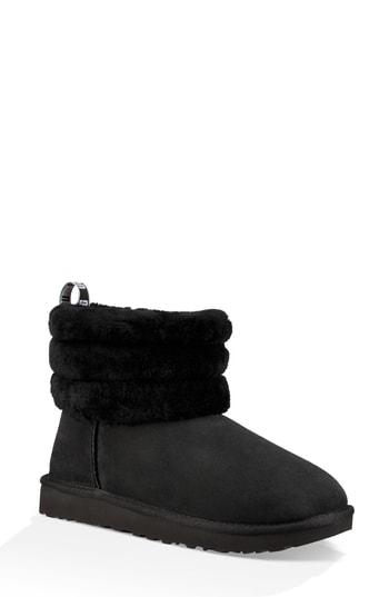 Women's Ugg Classic Mini Fluff Quilted Shaft Boot M - Black