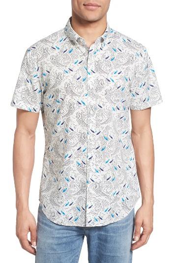 Men's Bonobos Slim Fit Surf Print Short Sleeve Sport Shirt - White