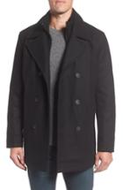 Men's Marc New York Burnett Wool Blend Peacoat With Front Insert, Size - Black