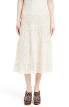 Women's See By Chloe Pleated Lace Midi Skirt Us / 34 It - Ivory