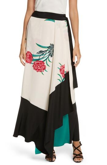Women's Diane Von Furstenberg Draped Wrap Silk Midi Skirt - White