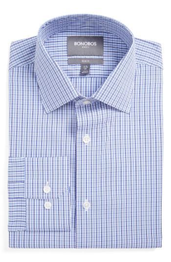 Men's Bonobos Jetsetter Slim Fit Check Stretch Dress Shirt .5 33 - Blue