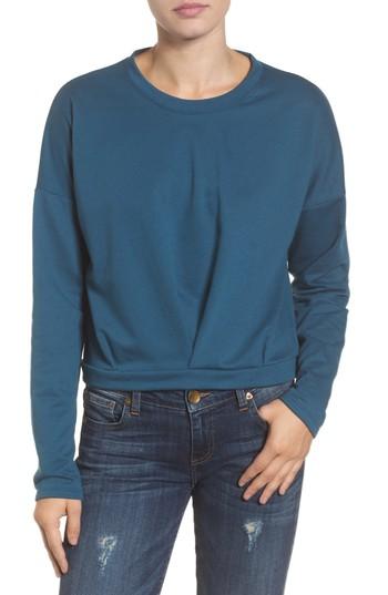 Women's Halogen Pleat Front Top, Size - Blue/green