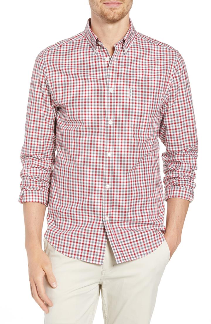 Men's Ben Sherman Mod Fit Gingham Woven Shirt, Size - White