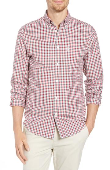 Men's Ben Sherman Mod Fit Gingham Woven Shirt, Size - White