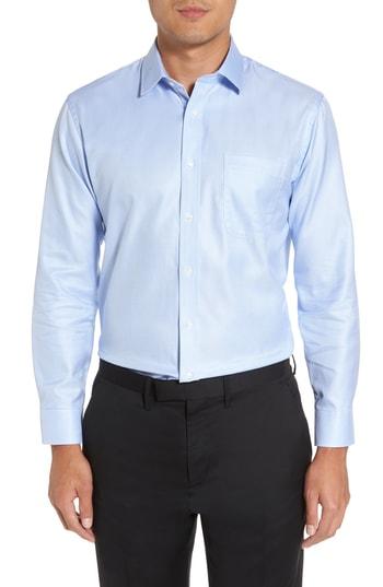Men's Nordstrom Men's Shop Trim Fit Microgrid Dress Shirt .5 - 32/33 - Blue