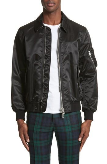 Men's Burberry Pipley Spread Collar Bomber Jacket - Black