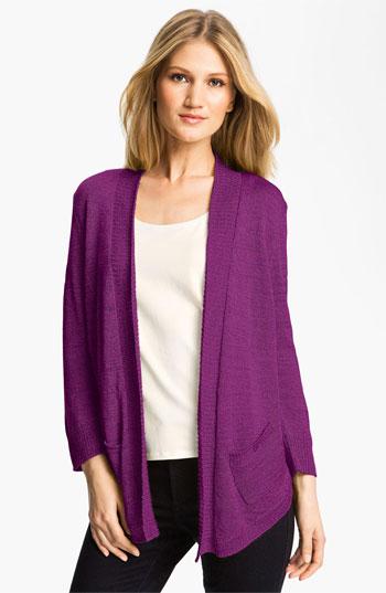 Amber Sun Slub Knit Cardigan Purple Grape Large