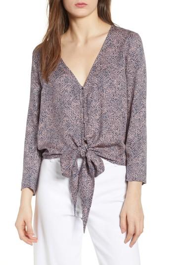 Women's Hinge Tie Front Top, Size - Blue