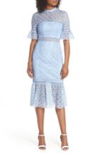 Women's Ever New Floral Lace Ruffle Sleeve Dress - Blue