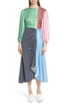 Women's Tibi Delphina Colorblock Stripe Silk Maxi Dress