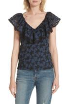 Women's Rebecca Taylor Adriana Embroidered Ruffle Top - Blue