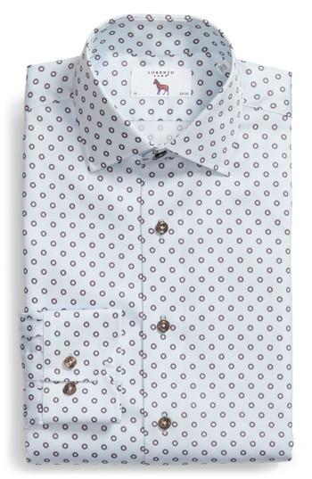 Men's Lorenzo Uomo Trim Fit Floral Print Dress Shirt .5 - 34 - Blue