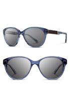 Women's Shwood 'madison' 54mm Round Sunglasses - Blue Crystal/ Ebony/ Grey