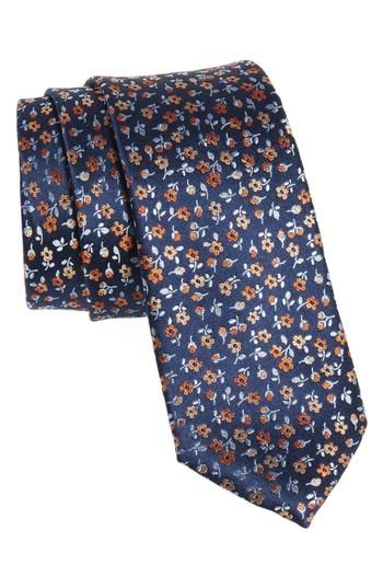 Men's Nordstrom Men's Shop Lafayette Floral Silk Tie, Size - Orange