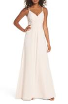Women's Hayley Paige Occasions Gathered V-neck Chiffon Gown - Pink