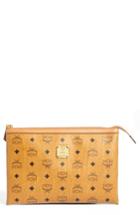 Mcm 'medium Heritage' Top Zip Pouch - Brown