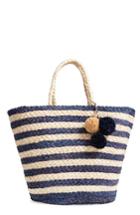 Nordstrom Stripe Woven Cornhusk Tote - Blue