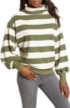 Petite Women's Everleigh Blouson Sleeve Rolled Neck Sweater P - Green
