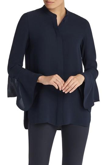 Women's Lafayette 148 New York Graydon Silk Blouse - Blue