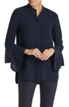 Women's Lafayette 148 New York Graydon Silk Blouse - Blue