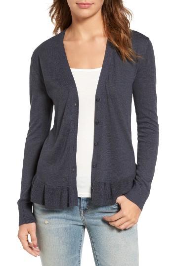 Women's Hinge Ruffle Hem Cardigan, Size - Blue