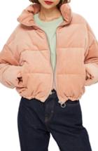 Women's Topshop Corduroy Puffer Jacket Us (fits Like 0-2) - Pink