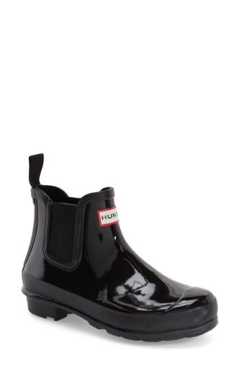 Women's Hunter 'original Gloss' Waterproof Chelsea Boot M - Black