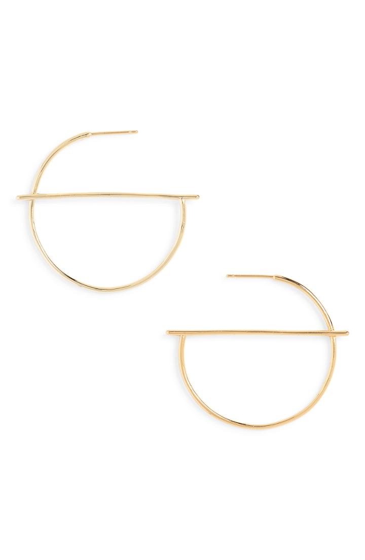 Women's Sterling Forever Half Geometric Hoop Earrings