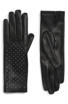 Women's Saint Laurent Studded Leather Gloves - Black