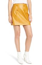 Women's Lost Ink Faux Leather Miniskirt, Size - Yellow