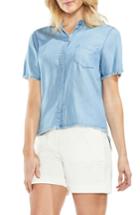 Women's Vince Camuto Frayed Chambray Shirt, Size - Blue