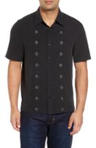 Men's Nat Nast Nordic Embroidered Silk Blend Sport Shirt, Size - Black