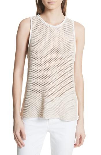 Women's Theory New Harbor Linen Blend Mesh Tank, Size - Ivory