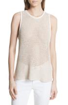 Women's Theory New Harbor Linen Blend Mesh Tank, Size - Ivory