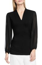 Women's Vince Camuto Chiffon Sleeve V-neck Top - Black