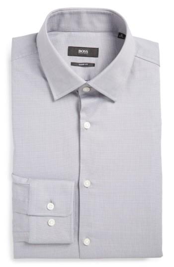 Men's Boss Sharp Fit Solid Dress Shirt .5r - Grey
