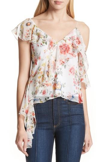 Women's Alice + Olivia Pauline Asymmetrical Silk Tank - White