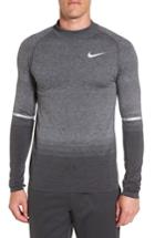 Men's Nike Dry Running Mock Neck Long Sleeve T-shirt - Grey