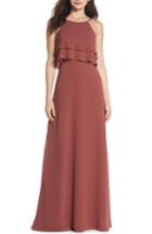 Women's Jenny Yoo Charlie Ruffle Chiffon Gown - Red