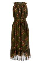 Women's J.crew Point Sur High Neck Ruffle Midi Dress - Green