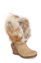 Women's Pajar Angelina Genuine Fox Fur Wedge Boot -5.5us / 36eu - Beige