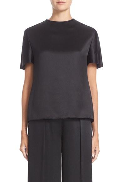 Women's Brandon Maxwell Short Sleeve Crepe Back Top
