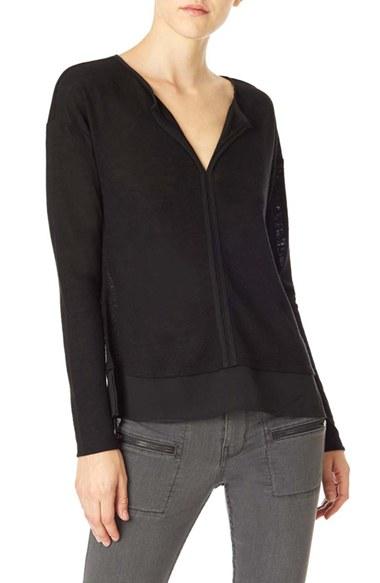 Women's Sanctuary 'hanna' Split Neck Knit Top - Black