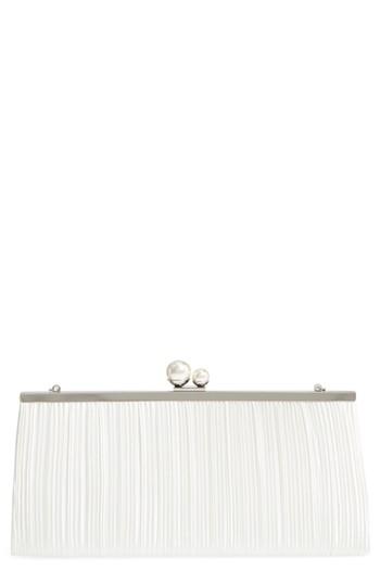 Nina Anella Pleated Satin Frame Clutch - Ivory