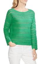 Women's Vince Camuto Open Stitch Cotton Sweater, Size - Green