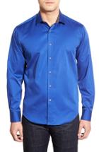Men's Bugatchi Shaped Fit Long Sleeve Sport Shirt, Size - Blue
