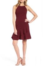 Women's Soprano Ruffle Hem Knit Dress - Burgundy